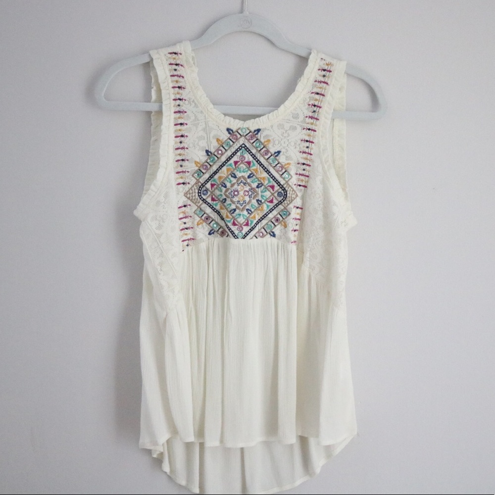 White Blouse with colorful pattern
